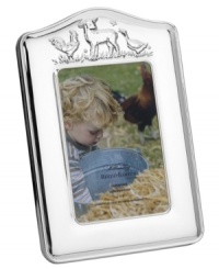Embossed with baby animals, the Farmyard Friends picture frame gets toddlers acquainted with the world around them and, in fine silver plate, is something parents can appreciate too. Based on the animals in Colonial Williamsburg's Rare Breeds program. Embossed with baby animals, the Farmyard Friends picture frame gets toddlers acquainted with the world around them and, in fine silver plate, is something parents can appreciate too. Based on the animals in Colonial Williamsburg's Rare Breeds program.