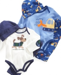 Adorable 3 piece hat, bodysuit, and pant set by First Impressions. Adorable 3 piece hat, bodysuit, and pant set by First Impressions.