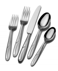 Swirling stems of Cocoa Blossom take root in this 65-piece flatware set. An oval-shaped handle echoes the soft curls of this fanciful floral-inspired pattern from Mikasa. Swirling stems of Cocoa Blossom take root in this 65-piece flatware set. An oval-shaped handle echoes the soft curls of this fanciful floral-inspired pattern from Mikasa.