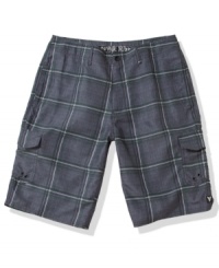 Get prepped for the day. A pop of plaid with these Univibe cargo shorts adds a polished touch to any outfit. Get prepped for the day. A pop of plaid with these Univibe cargo shorts adds a polished touch to any outfit.