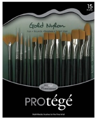 Connoisseur Gold Nylon Short Handle Brush Set, 15-Piece Connoisseur Gold Nylon Short Handle Brush Set, 15-Piece