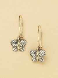 The Cable Kids Collection. Sterling silver and 18K gold butterfly earrings. ¾H X ¼L Made in USA The Cable Kids Collection. Sterling silver and 18K gold butterfly earrings. ¾H X ¼L Made in USA