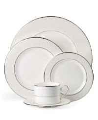 A sweet lace pattern combines with platinum borders to add graceful elegance to your tabletop. The classic shape and pristine white shade make the Venetian Lace place settings a timeless addition to any meal. From Lenox's dinnerware and dishes collection. A sweet lace pattern combines with platinum borders to add graceful elegance to your tabletop. The classic shape and pristine white shade make the Venetian Lace place settings a timeless addition to any meal. From Lenox's dinnerware and dishes collection.