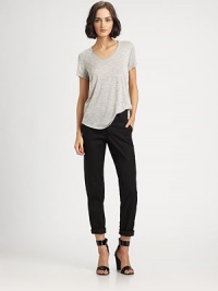 Whisperweight jersey in a flattering scoopneck style, the perfect casual essentialScoopneckShort sleevesAbout 24 from shoulder to hem62% rayon/38% polyesterDry cleanImportedModel shown is 5'10 (177cm) wearing US size Small. Whisperweight jersey in a flattering scoopneck style, the perfect casual essentialScoopneckShort sleevesAbout 24 from shoulder to hem62% rayon/38% polyesterDry cleanImportedModel shown is 5'10 (177cm) wearing US size Small.