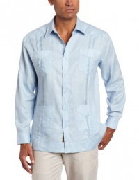 Cubavera Men's Long Sleeve Linen Guayabera, Cashmere Blue, Small