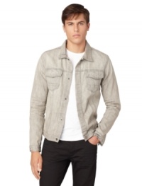 A denim jacket is a must-have, and this style by Calvin Klein Jeans will have you looking classic and cool. A denim jacket is a must-have, and this style by Calvin Klein Jeans will have you looking classic and cool.