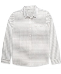 Rebel against boring button downs with this modern horizontally striped shirt by O'Neill. Rebel against boring button downs with this modern horizontally striped shirt by O'Neill.