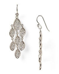 Set with textured crystal-encrusted stations, Melinda Maria's chandeliers are ready to dazzle. The delicate profile works just as well with winter knits as with your favorite party dress. Set with textured crystal-encrusted stations, Melinda Maria's chandeliers are ready to dazzle. The delicate profile works just as well with winter knits as with your favorite party dress.