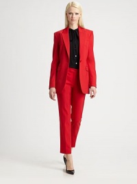 Sleek and vibrant, artfully tailored from finespun Italian wool.Self waistband with belt loopsZip fly with button closureBack welt button pocketsInseam, about 3299% wool/1% spandexDry cleanMade in ItalyModel shown is 5'11 (180cm) wearing US size 4.OUR FIT MODEL RECOMMENDS ordering true size. Sleek and vibrant, artfully tailored from finespun Italian wool.Self waistband with belt loopsZip fly with button closureBack welt button pocketsInseam, about 3299% wool/1% spandexDry cleanMade in ItalyModel shown is 5'11 (180cm) wearing US size 4.OUR FIT MODEL RECOMMENDS ordering true size.