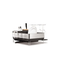 simplehuman Steel Frame Dishrack with Wine Glass Holder and Bamboo Knife Block, Grey simplehuman Steel Frame Dishrack with Wine Glass Holder and Bamboo Knife Block, Grey