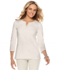 Beat the heat in this embroidered Charter Club tunic, rendered in cool 100% cotton. Beat the heat in this embroidered Charter Club tunic, rendered in cool 100% cotton.