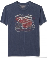 Send shockwaves through your wardrobe with this vintage-look Fender Electric t-shirt from Lucky Brand Jeans. Send shockwaves through your wardrobe with this vintage-look Fender Electric t-shirt from Lucky Brand Jeans.