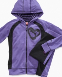 Whether she's on the playground or lounging around, she's love the comfort and style of this Puma hoodie. Whether she's on the playground or lounging around, she's love the comfort and style of this Puma hoodie.