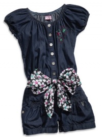 GUESS Kids Girls Little Girl Romper with Sash, INDIGO (3T) GUESS Kids Girls Little Girl Romper with Sash, INDIGO (3T)