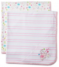 ABSORBA Baby-Girls Newborn Two Pack Swaddle Blankets, White/Print, One Size ABSORBA Baby-Girls Newborn Two Pack Swaddle Blankets, White/Print, One Size