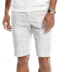 With a unique graphic print, these shorts from Calvin Klein are long on cool style. With a unique graphic print, these shorts from Calvin Klein are long on cool style.