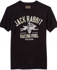 Hop to it. Move your casual wardrobe into the fast lane with this graphic tee from Lucky Brand Jeans. Hop to it. Move your casual wardrobe into the fast lane with this graphic tee from Lucky Brand Jeans.