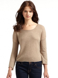 THE LOOKScoopneckDrop-stitch knit details at shouldersThree-quarter length sleevesCurve hemPullover styleTHE FITAbout 18 from shoulder to hemTHE MATERIALCashmereCARE & ORIGINDry cleanImportedModel shown is 5'9 (175cm) wearing US size Small. THE LOOKScoopneckDrop-stitch knit details at shouldersThree-quarter length sleevesCurve hemPullover styleTHE FITAbout 18 from shoulder to hemTHE MATERIALCashmereCARE & ORIGINDry cleanImportedModel shown is 5'9 (175cm) wearing US size Small.