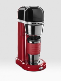 With optimized brewing technology, this small and tall coffee maker brews one delicious cup at a time directly into a thermal travel cup.Sleek, slim design is perfect for small spacesRemovable water tankEasy-access brew basket doorSilvertone permanent filter basketIncludes 18-oz. thermal cupMetal and plastic8W X 15H X 9DImported With optimized brewing technology, this small and tall coffee maker brews one delicious cup at a time directly into a thermal travel cup.Sleek, slim design is perfect for small spacesRemovable water tankEasy-access brew basket doorSilvertone permanent filter basketIncludes 18-oz. thermal cupMetal and plastic8W X 15H X 9DImported
