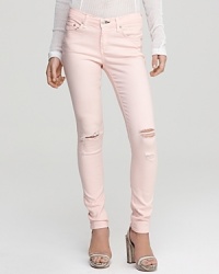 Spring's color denim takes a downtown direction with these rag & bone/JEAN jeans, torn at the knees for a dose of distress. Team with a sheer tee and shimmery sandals for the perfect juxtaposition of trends. Spring's color denim takes a downtown direction with these rag & bone/JEAN jeans, torn at the knees for a dose of distress. Team with a sheer tee and shimmery sandals for the perfect juxtaposition of trends.