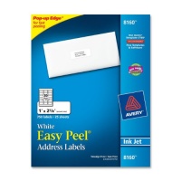 Avery Easy Peel Address Labels, Inkjet Printers, White, 1 x 2.62 Inch, Box of 750 labels (25 Sheets / 30 per Sheet) (08160) Avery Easy Peel Address Labels, Inkjet Printers, White, 1 x 2.62 Inch, Box of 750 labels (25 Sheets / 30 per Sheet) (08160)