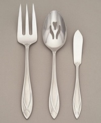 Achieving perfect harmony between function and beauty has been the vision of Yamazaki flatware designers since 1918. The Alexandra Ice pattern is an exquisite example of Art Deco-inspired design, in superior quality 18/8 stainless steel enhanced with matte-finish detailing. Includes a tablespoon, sugar spoon and sauce ladle. Achieving perfect harmony between function and beauty has been the vision of Yamazaki flatware designers since 1918. The Alexandra Ice pattern is an exquisite example of Art Deco-inspired design, in superior quality 18/8 stainless steel enhanced with matte-finish detailing. Includes a tablespoon, sugar spoon and sauce ladle.