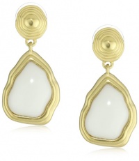 T Tahari Parisian Chic White and Gold Single Drop Earrings T Tahari Parisian Chic White and Gold Single Drop Earrings