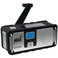 La Crosse Technology 810-106 NOAA/AM/FM Severe Weather Alert Radio with solar panel or hand crank recharging power, USA-made IC chip for High Quality Digital reception, mobile device charging port, rugged design with non-slip rubberized black finish and h La Crosse Technology 810-106 NOAA/AM/FM Severe Weather Alert Radio with solar panel or hand crank recharging power, USA-made IC chip for High Quality Digital reception, mobile device charging port, rugged design with non-slip rubberized black finish and h