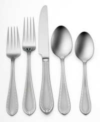 Understated simplicity produces an overall elegant effect in this Powercourt flatware from Waterford's collection of place settings. The delicate crisscross pattern around the edge of each handle makes the set subtle enough to look great with virtually any table setting. Understated simplicity produces an overall elegant effect in this Powercourt flatware from Waterford's collection of place settings. The delicate crisscross pattern around the edge of each handle makes the set subtle enough to look great with virtually any table setting.