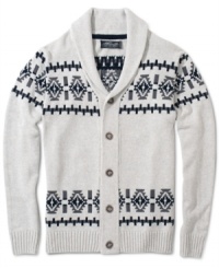 Oh the weather outside is frightful, but inside this handsome Retrofit shawl cardigan you'll feel and look delightful. Oh the weather outside is frightful, but inside this handsome Retrofit shawl cardigan you'll feel and look delightful.