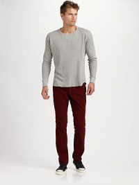 Ultra soft wale corduroy provides a comfortable fit in this velvety style. Five-pocket styleInseam, about 34CottonMachine washMade in USA Ultra soft wale corduroy provides a comfortable fit in this velvety style. Five-pocket styleInseam, about 34CottonMachine washMade in USA