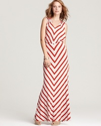 This Ella Moss maxi dress is long on style with contrasting chevron stripes and bead-adorned ties at the back. This Ella Moss maxi dress is long on style with contrasting chevron stripes and bead-adorned ties at the back.