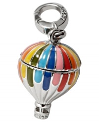 Take flight with this multicolored charm from Fossil. Crafted from enamel and silver-tone mixed metal, the hot air balloon charm reveals a special passenger resting his weary wings. Approximate length (charm): 1 inch; (clip): 1/2 inch. Take flight with this multicolored charm from Fossil. Crafted from enamel and silver-tone mixed metal, the hot air balloon charm reveals a special passenger resting his weary wings. Approximate length (charm): 1 inch; (clip): 1/2 inch.