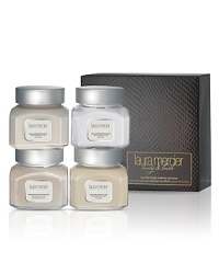 Laura Mercier's Soufflé Body Crème Sampler presents a quartet of Laura's favorite ultra-rich Soufflé Body Crèmes in new Ambre Vanille, plus best-selling favorites Almond Coconut Milk, Crème Brûlée and Fresh Fig. Blended with the finest gourmand notes, each delectable body crème contains active ingredients in a silky smooth, super-whipped soufflé formula that instantly nourishes the skin with vitamins and protein derivatives. Shea butter and macadamia nut oil provide conditioning benefits. Ideal for travel, each scent is packaged in a non-breakable 4 oz. jar. Sampler includes:• Ambre Vanille Soufflé Body Crème, 4 oz. jar• Almond Coconut Milk Soufflé Body Crème, 4 oz. jar• Crème Brûlée Soufflé Body Crème, 4 oz. jar• Fresh Fig Soufflé Body Crème, 4 oz. jar Laura Mercier's Soufflé Body Crème Sampler presents a quartet of Laura's favorite ultra-rich Soufflé Body Crèmes in new Ambre Vanille, plus best-selling favorites Almond Coconut Milk, Crème Brûlée and Fresh Fig. Blended with the finest gourmand notes, each delectable body crème contains active ingredients in a silky smooth, super-whipped soufflé formula that instantly nourishes the skin with vitamins and protein derivatives. Shea butter and macadamia nut oil provide conditioning benefits. Ideal for travel, each scent is packaged in a non-breakable 4 oz. jar. Sampler includes:• Ambre Vanille Soufflé Body Crème, 4 oz. jar• Almond Coconut Milk Soufflé Body Crème, 4 oz. jar• Crème Brûlée Soufflé Body Crème, 4 oz. jar• Fresh Fig Soufflé Body Crème, 4 oz. jar