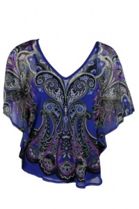 INC International Concepts Womens Petite Blue Pretty Paisley 2 Piece Top INC International Concepts Womens Petite Blue Pretty Paisley 2 Piece Top