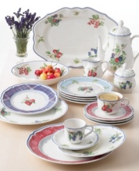 Color every meal delicious with Villeroy & Boch's Cottage Inn dinner plates. Lush, dancing clusters of ripened blueberries, raspberries and cherries are a stunning contrast on creamy white porcelain and lend every meal a touch of traditional elegance. Color every meal delicious with Villeroy & Boch's Cottage Inn dinner plates. Lush, dancing clusters of ripened blueberries, raspberries and cherries are a stunning contrast on creamy white porcelain and lend every meal a touch of traditional elegance.