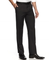 Don these modern pinstripe trousers from INC International Concepts for instant, office-ready attire. Don these modern pinstripe trousers from INC International Concepts for instant, office-ready attire.
