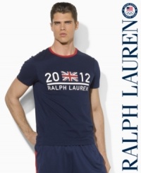 Embrace the spirit of the 2012 Olympic Games with a patriotic ringer tee with a signature flag graphic in an ultra-soft cotton. Embrace the spirit of the 2012 Olympic Games with a patriotic ringer tee with a signature flag graphic in an ultra-soft cotton.