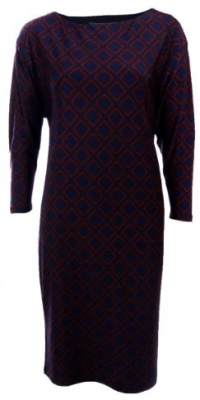 Lauren Ralph Lauren Women's Diamond Print Jersey Shift Dress (6, Navy/Burgundy) Lauren Ralph Lauren Women's Diamond Print Jersey Shift Dress (6, Navy/Burgundy)