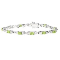 Studio 925 Hugs n' Kisses Dark Olivine Green CZ Sterling Silver Tennis Bracelet