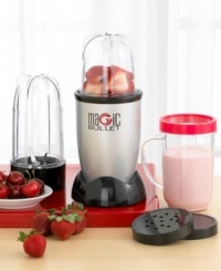 The Magic Bullet reviews are in! Proving good things do come in small packages, the petite Express blender chops, grates, minces and, of course, blends in 10 seconds or less. Simply plug in and place one of the Bullet Cups or party mugs on the high-torque power base, press down and serve up frozen drinks at parties, fresh smoothies in the morning and so much more. 1-year limited warranty. Model 7712. The Magic Bullet reviews are in! Proving good things do come in small packages, the petite Express blender chops, grates, minces and, of course, blends in 10 seconds or less. Simply plug in and place one of the Bullet Cups or party mugs on the high-torque power base, press down and serve up frozen drinks at parties, fresh smoothies in the morning and so much more. 1-year limited warranty. Model 7712.