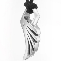 Stunning Mens Stainless Steel Cz Angel Wing Pendant Chain Necklace Stunning Mens Stainless Steel Cz Angel Wing Pendant Chain Necklace