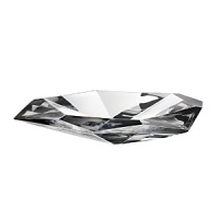 Shimmering facets and an asymmetrical design give this hand-cut, glistening crystal dish a shimmering, jewel-like look.