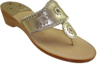 Jack Rogers Navajo Mid Wedge Women's Platinum Metallic Thong Sandals Jack Rogers Navajo Mid Wedge Women's Platinum Metallic Thong Sandals