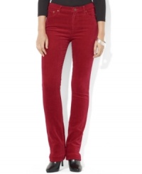 Rendered in luxuriously smooth stretch corduroy, Lauren Jeans Co.'s classic straight-leg pant exudes iconic style. Rendered in luxuriously smooth stretch corduroy, Lauren Jeans Co.'s classic straight-leg pant exudes iconic style.