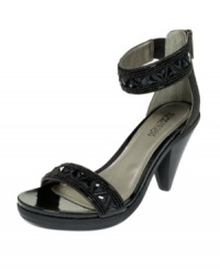 Let your style shine through. Kenneth Cole Reaction's Push It evening sandals feature a thick ankle strap and rhinestone details all over. Let your style shine through. Kenneth Cole Reaction's Push It evening sandals feature a thick ankle strap and rhinestone details all over.