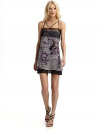 Delicately wispy silk design in a muted rose pattern, features slim ribbon straps and solid hued chiffon accents.Ribbon straps at yoke Sleeveless Solid color chiffon insert at yoke Solid color chiffon lining peeks out at hem Fully lined About 33 from shoulder to hem Silk; dry clean Made in Italy Delicately wispy silk design in a muted rose pattern, features slim ribbon straps and solid hued chiffon accents.Ribbon straps at yoke Sleeveless Solid color chiffon insert at yoke Solid color chiffon lining peeks out at hem Fully lined About 33 from shoulder to hem Silk; dry clean Made in Italy