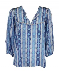 Tucker womens geometric stripe split v blouse top Tucker womens geometric stripe split v blouse top