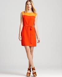 Fresh citrus hues meet for smart color blocking on this French Connection dress. Perfect for the office, the look keeps you on trend and on point at the same time. Fresh citrus hues meet for smart color blocking on this French Connection dress. Perfect for the office, the look keeps you on trend and on point at the same time.