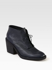A chunky stacked heel feminizes this lace up silhouette of rich pebble-grain leather. Stacked heel, 3 (75mm)Leather upperLeather liningRubber solePadded insoleImported A chunky stacked heel feminizes this lace up silhouette of rich pebble-grain leather. Stacked heel, 3 (75mm)Leather upperLeather liningRubber solePadded insoleImported